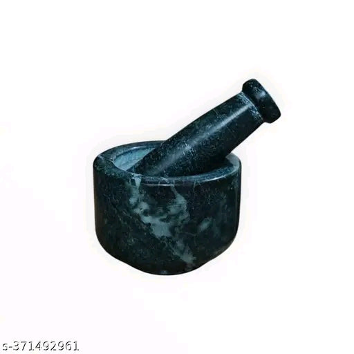 Green marble mortar and pestle set stone grinder/khara/khalbatta/imam Dasta/ohkli musal/idi kallu/khal musal/spice grinder/okhli masher for kitchen or home (4 Inch, Green)