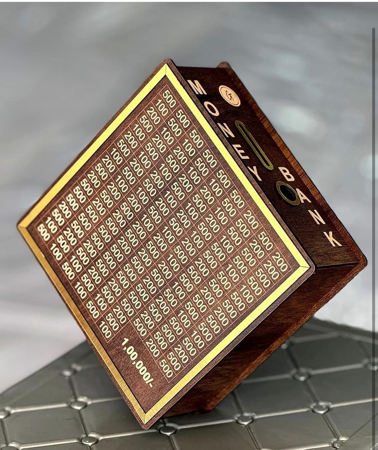 1 Lakh Wooden Money Piggi Bank for Kids/Piggy Bank, Money Box, Coin Box with Carved Design for Kids/Children, Savings Challenge Box, Cashbox, Cash Vault Wooden Savings Box, Wooden Coin Piggy Bank, Money Save Box Smash, Money Saver