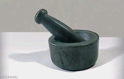 Green marble mortar and pestle set stone grinder/khara/khalbatta/imam Dasta/ohkli musal/idi kallu/khal musal/spice grinder/okhli masher for kitchen or home (4 Inch, Green)