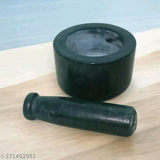 Green marble mortar and pestle set stone grinder/khara/khalbatta/imam Dasta/ohkli musal/idi kallu/khal musal/spice grinder/okhli masher for kitchen or home (4 Inch, Green)